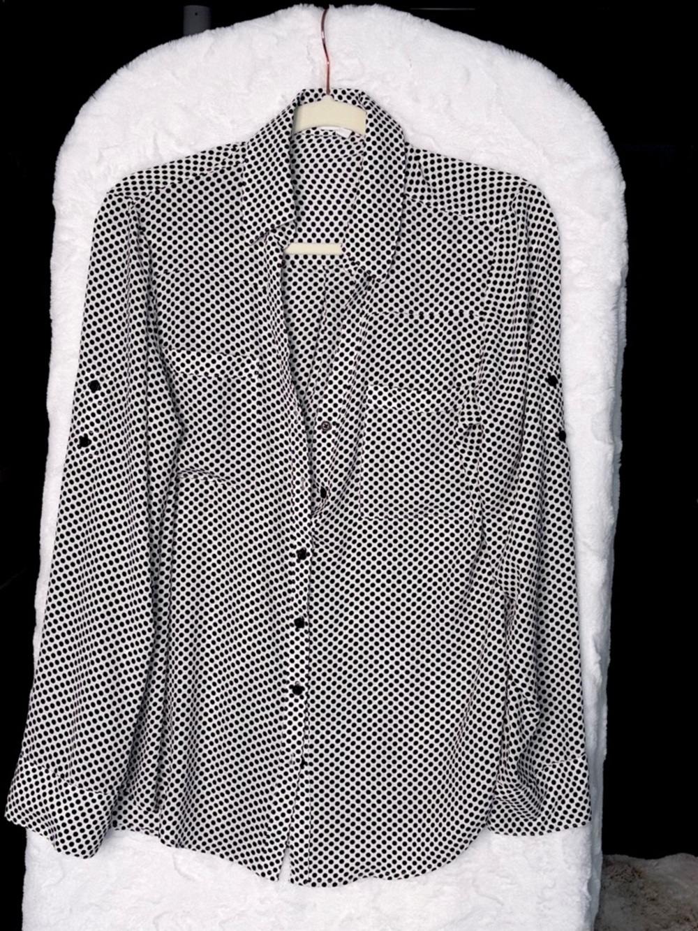 Express Black and White Polka Dot Blouse, M